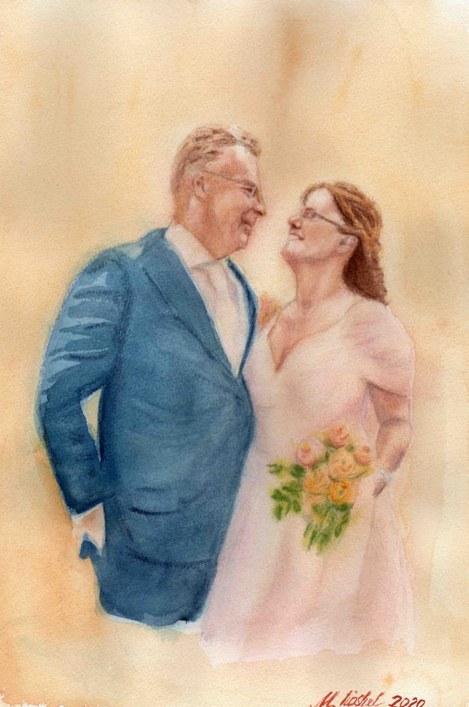 Hochzeitportrait, Aquarell, 26x38